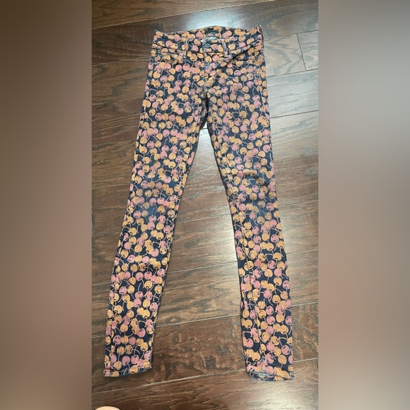 Mother Denim The Looker Cherry Pickin Red Blue Stretch Women’s Jeans Size 24 - Picture 2 of 11